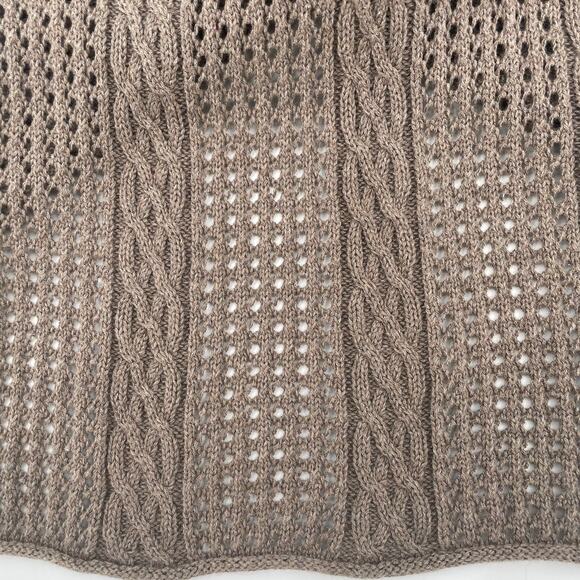 Jeanne Pierre 100% Cotton Women's Open Knit Sweater, Taupe, Sz. M Fishnet - Picture 3 of 10